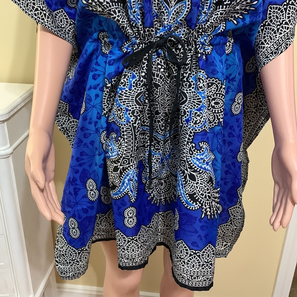 👙Swim Cover Up. V Neck Blue, Black, Cream,  & Turquoise Blue. - Picture 2 of 6